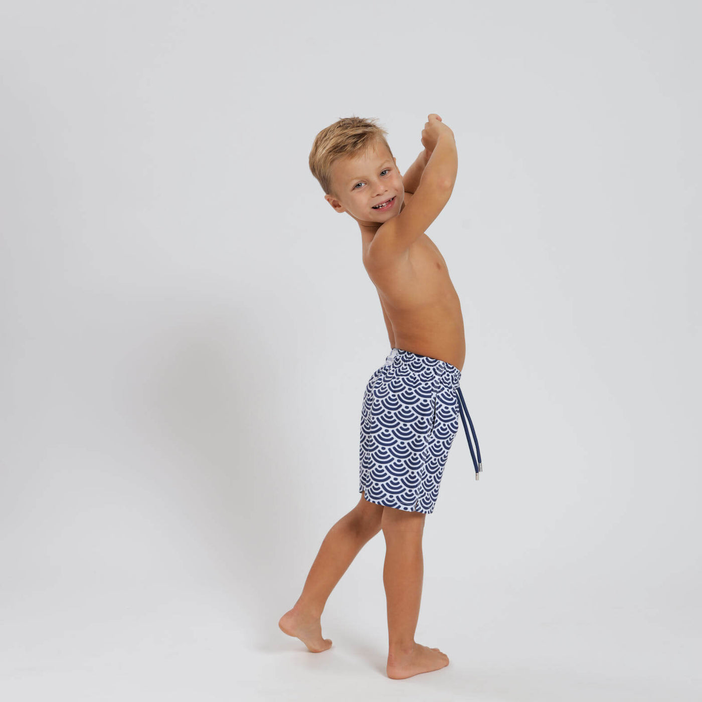 Kids Swim Shorts - Geometric | Navy