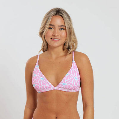 Ladies Bikini Top - Flowers | Pink