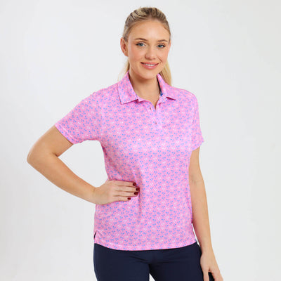 Ladies Golf Shirt - Palms | Pink