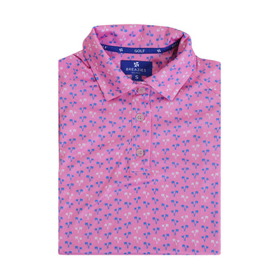 Ladies Golf Shirt - Palms | Pink