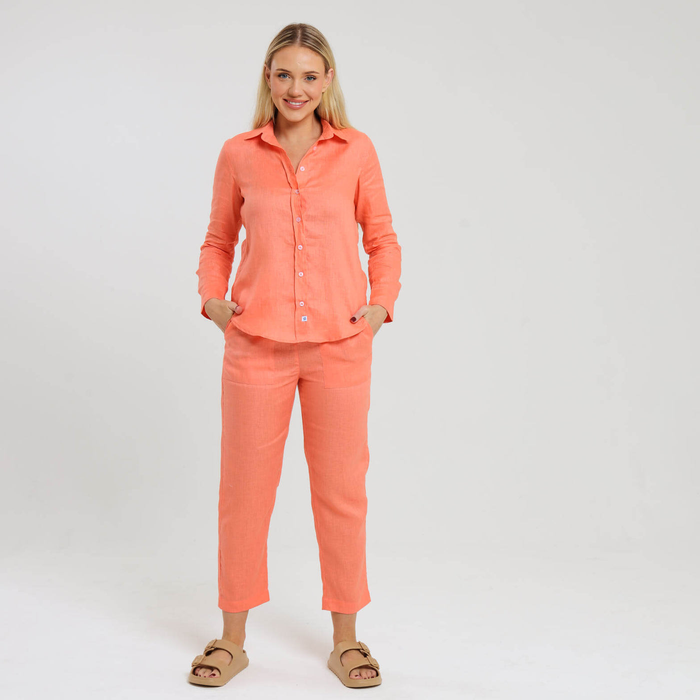 Ladies Linen - Long Sleeve Shirt | Peach Fuzz