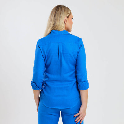 Ladies Linen - Long Sleeve Shirt | Bright Blue