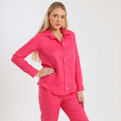 Ladies Linen - Long Sleeve Shirt | Watermelon