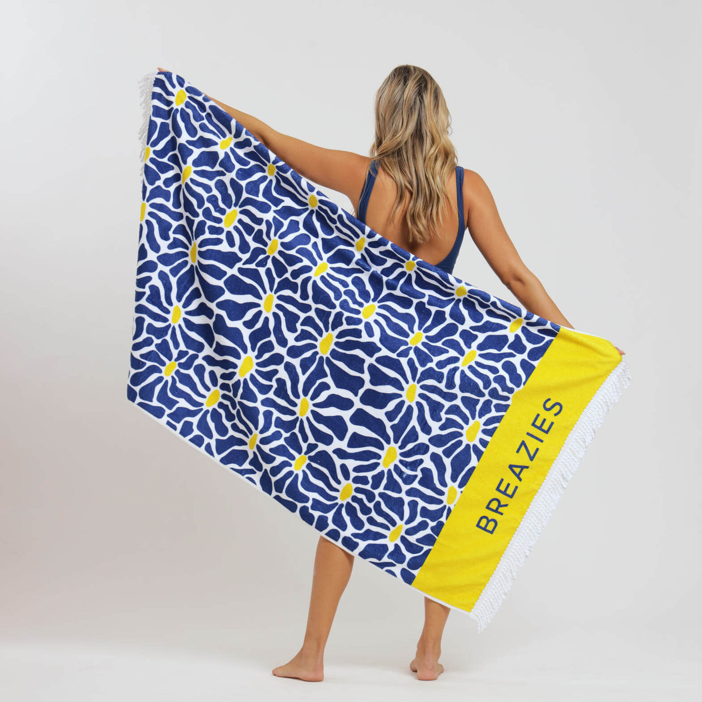 Luxury Beach Towel - Flowers | Blue