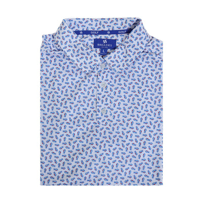 Mens Golf Shirt - Bags | Coral & Blue