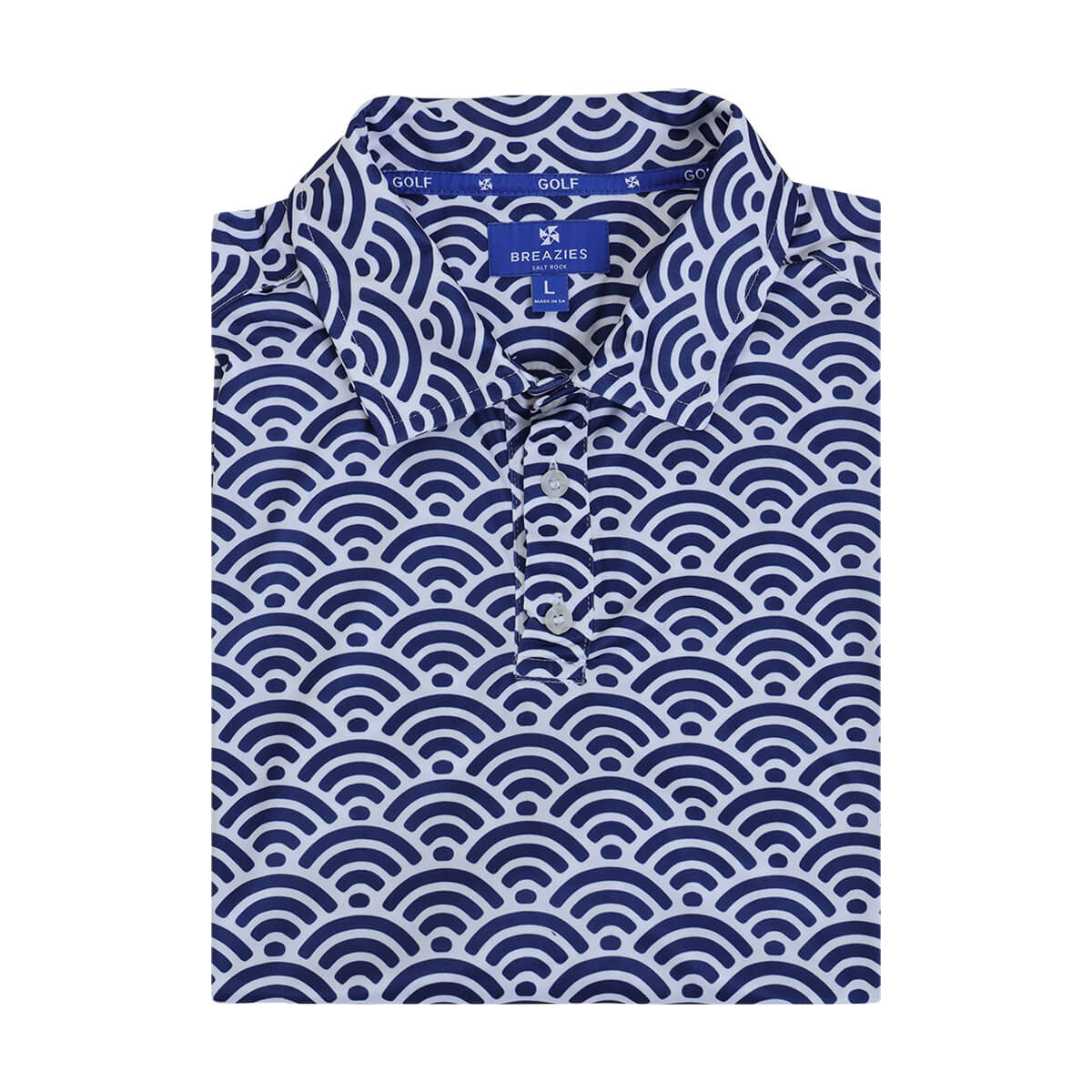 Mens Golf Shirt - Geometric | Navy