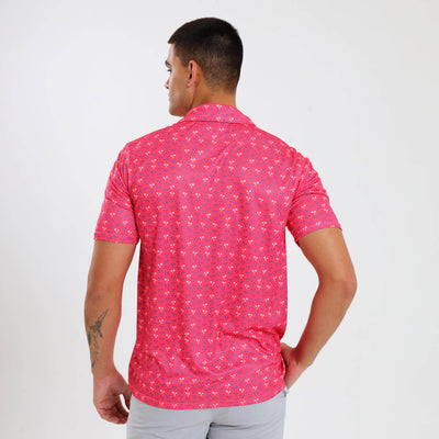 Mens Golf Shirt - Palms | Coral