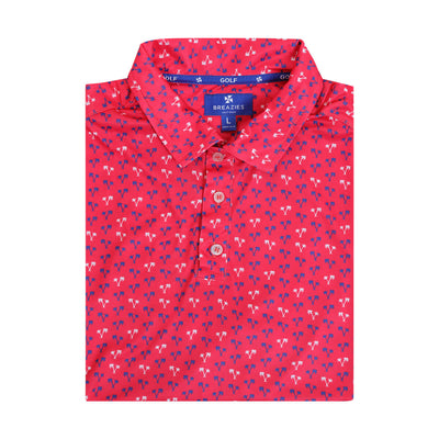 Mens Golf Shirt - Palms | Coral