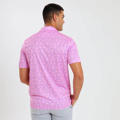 Mens Golf Shirt - Palms | Pink