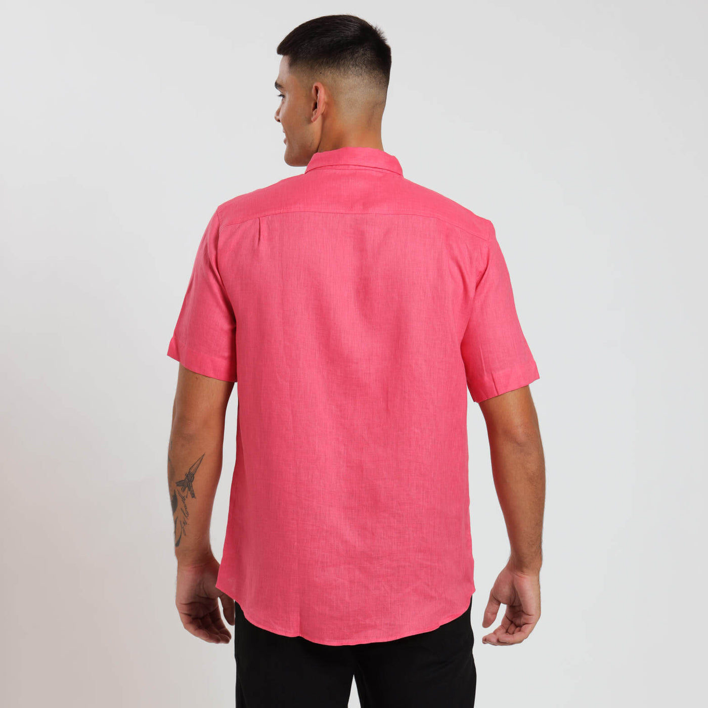 Short Sleeve Linen Shirt | Coral
