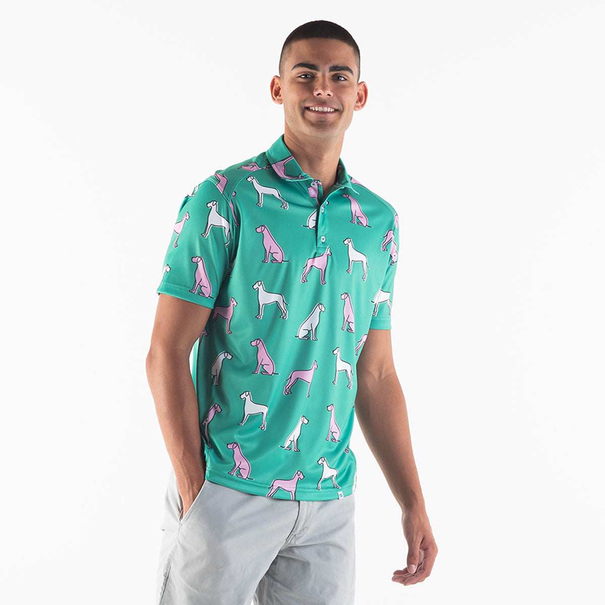 Mens Golf Shirt - Great Danes | Green – Breazies